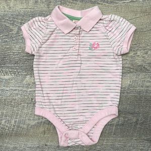 Old Navy | 6-12M Light Pink & Gray Striped Onesie
